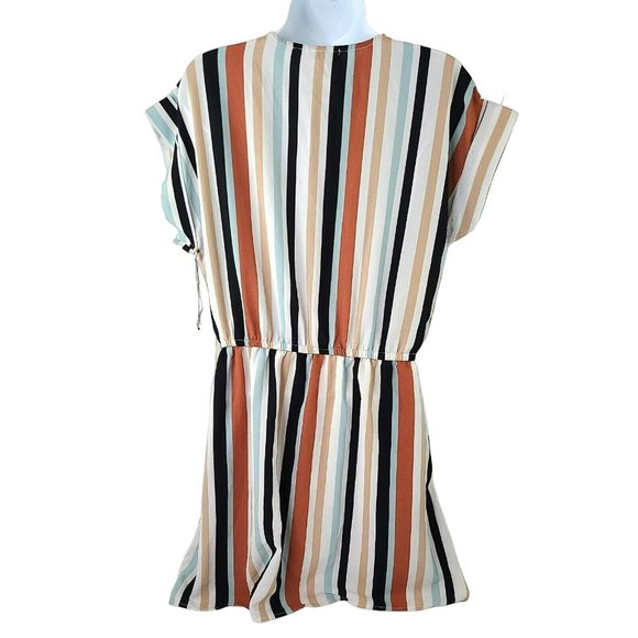 J for Justify Women's Dress Grated Multicolor Cap Sleeves Earth Tones Blouson - Picture 3 of 11